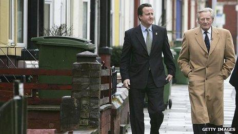 Michael Heseltine with David Cameron