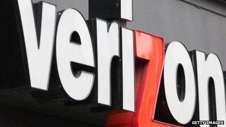 A Verizon sign on a building in Chicago, Illinois.