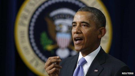 US President Barack Obama gives remarks at an event in Washington 16 January 2014