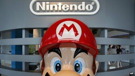 Nintendo office with Super Mario figure