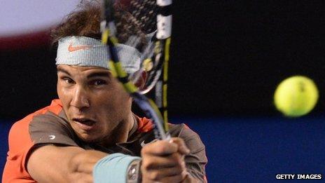 Rafael Nadal in action in the Australian Open