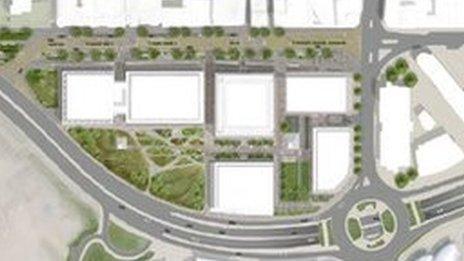 Vision of the new office blocks