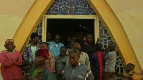 Displaced families at a Catholic Church