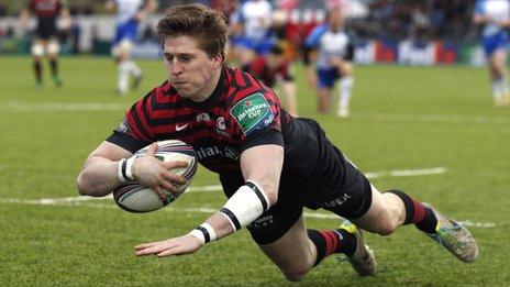 David Strettle scored a hat-trick for Saracens