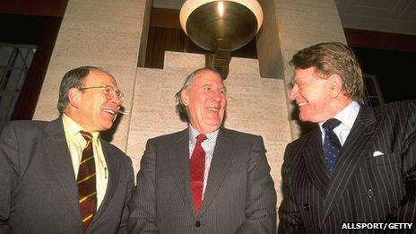 Portrait of Chris Brasher (left), Sir Roger Bannister (centre) and Christ Chataway (right)