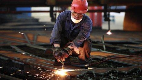 A construction worker in China