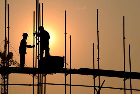 Construction workers in China