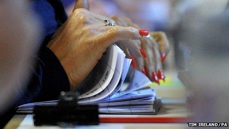 Voting forms being counted