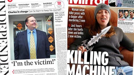 Composite image of Independent and Mirror front pages