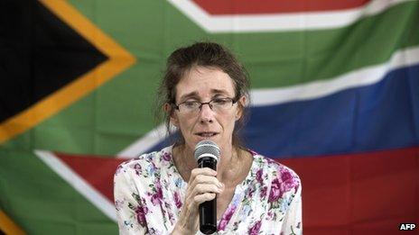 Yolande Korkie holds a press conference in Johannesburg on 16 January 2014