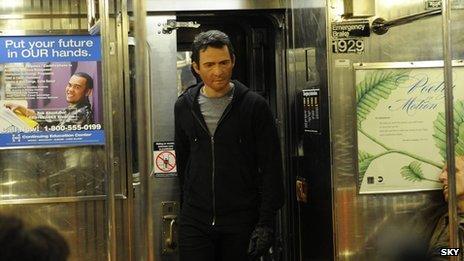 Scene from The Following with a character wearing a mask of Dr Joe Carroll