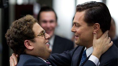 Jonah Hill (l) and Leonardo DiCaprio in The Wolf of Wall Street