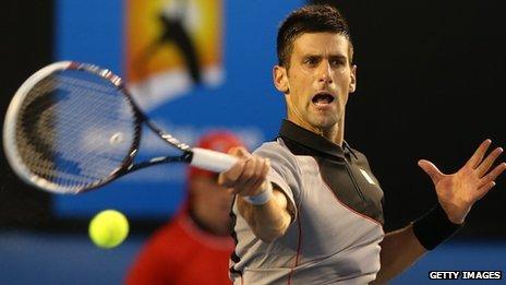 Novak Djokovic in action in the Australian Open