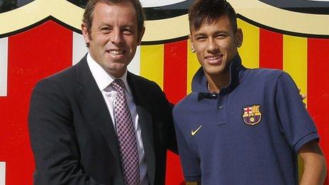 Barcelona president Sandro Rosell and Neymar