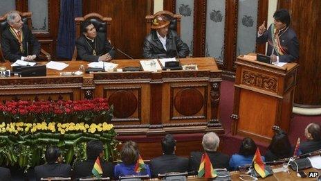 Evo Morales in the Congress Building, La Paz