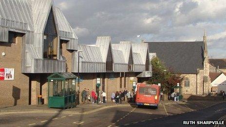 Chepstow bus station and Chepstow Methodist Church