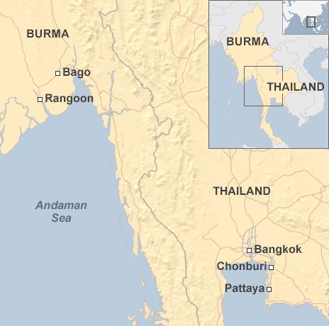 Map of Thailand and Burma