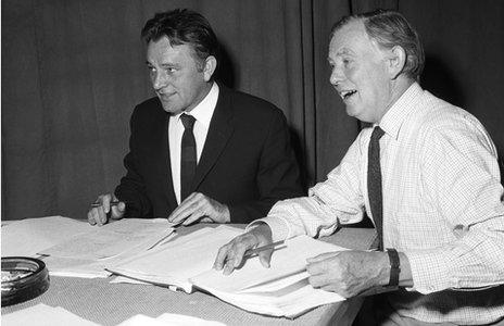 Richard Burton, the Narrator, with Douglas Cleverdon, BBC producer.