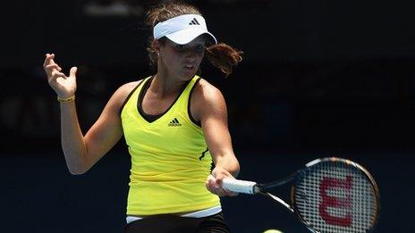 Laura Robson strikes the ball