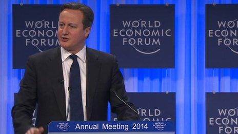 David Cameron speaking at the World Economic Forum in Davos