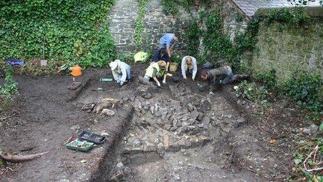 Stone structure under excavation