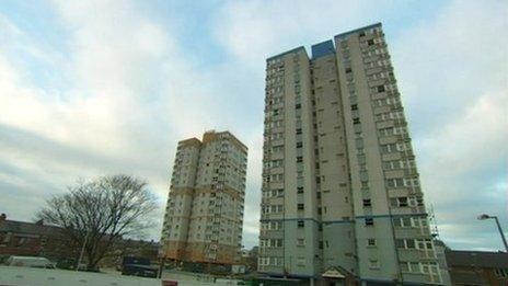 The first two towers to be demolished