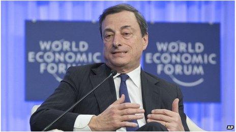 European Central Bank President Mario Draghi at the World Economic Forum in Davos, Switzerland