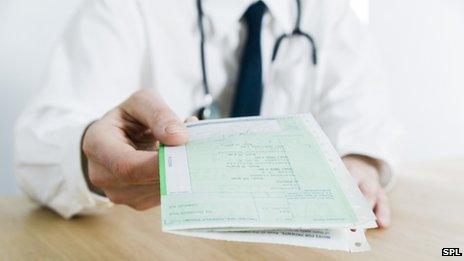 Doctor handing over a prescription