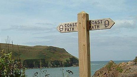 Coast path sign, general image