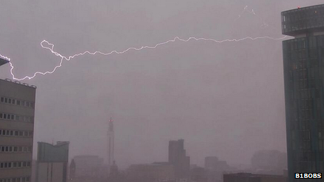 Lightning bolts also struck houses in Wollescote, Stirchley and Northfield.