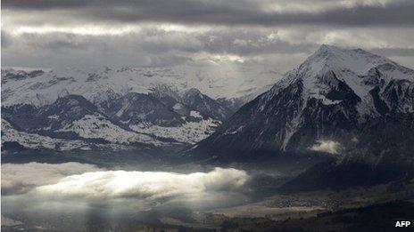 Swiss mountains from above
