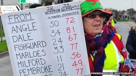 Woman with sign