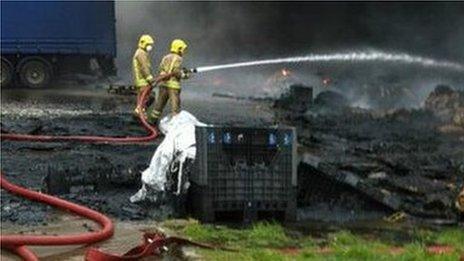 Firefighters at scene of factory fire