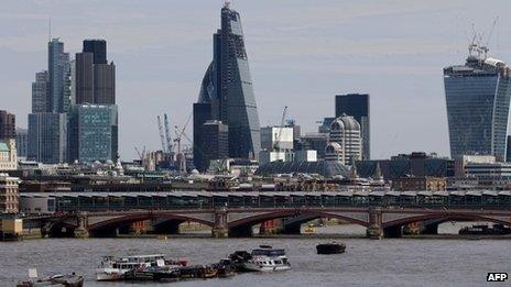 Skyline of London's financial district