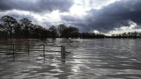 Flooding near Muchelney in Somerset