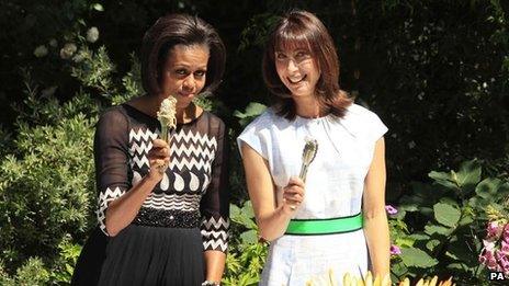 Samantha Cameron and Michelle Obama during the latter's visit to the UK in 2011