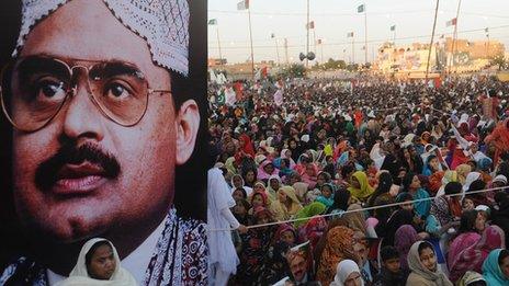 Picture of Altaf Hussain at rally in Karachi. Jan 2011