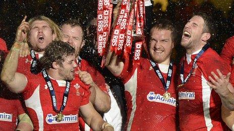 Wales players celebrate their 2013 Six Nations title