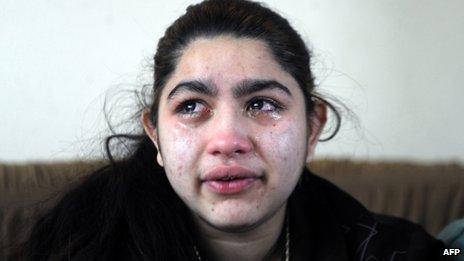 Leonarda Dibrani, 15, cries in her house in Mitrovica on 28 January 2014