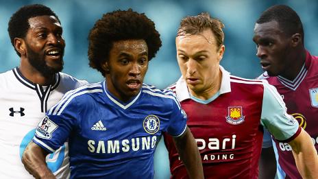 Emmanuel Adebayor, Willian, Mark Noble, Christian Benteke