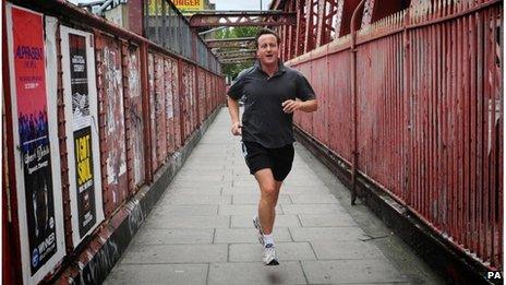 David Cameron jogging