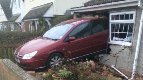 Car crashed into house in Royston