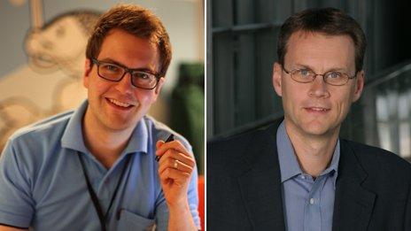 Two separate photos: One of Kimmo Koivisto; The other of Nokia's Matti Vanska