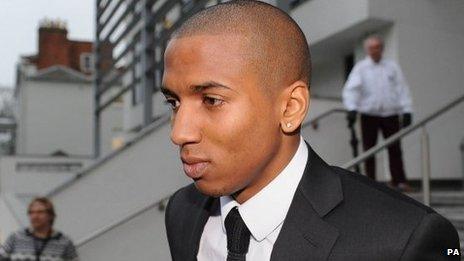 Manchester United footballer Ashley Young at the Warwickshire Justice Centre, Leamington Spa