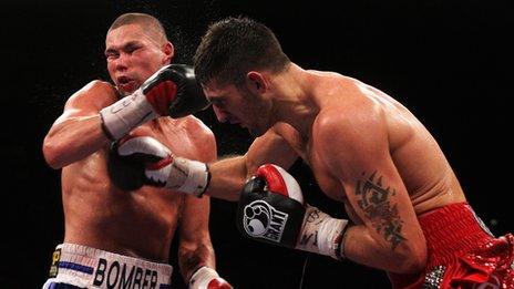 Nathan Cleverly lands a blow on Tony Bellew during their 2011 fight