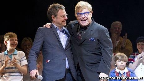 Lee Hall (left) and Sir Elton John