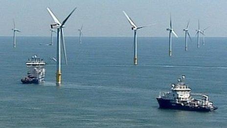 Boats service the Greater Gabbard wind farm