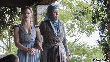 Natalie Dormer and Diana Rigg as Margaery Tyrell and Olenna Tyrell