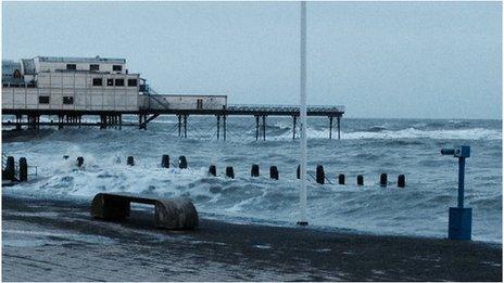 Stormy seas in Aberystwyth early on Saturday morning