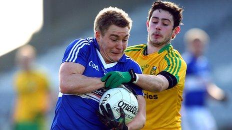 David Conway of Laois in action against Donegal's Frank McGlynn